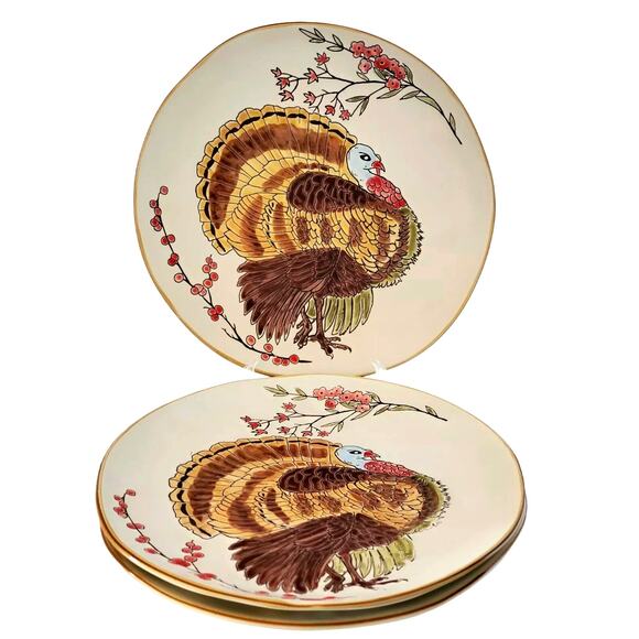 Spectrum Designz Thanksgiving Turkey Dinner Plates 11in Set of 4 New - Picture 11 of 11